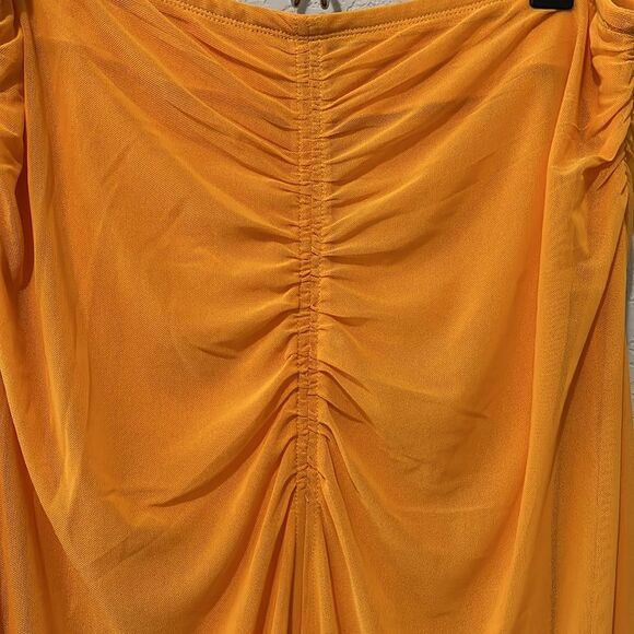HOUSE OF HARLOW 1960 Ruched Midi Skirt, Marigold, Size L - Picture 4 of 7